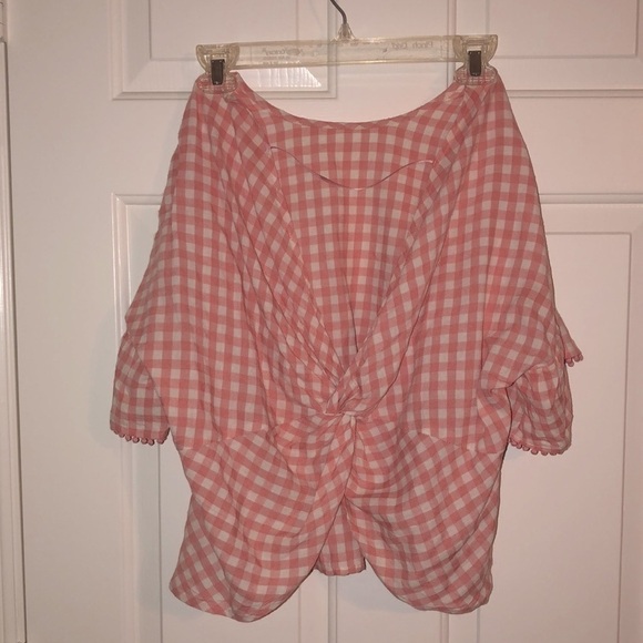 GILLI Gingham Twist Knot Back Top Pink & White - Picture 4 of 6